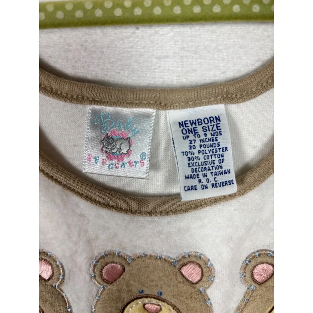 Vintage Baby Sprockets Newborn Huggy Bear Sleep Sack Wearable Blanket Tan White